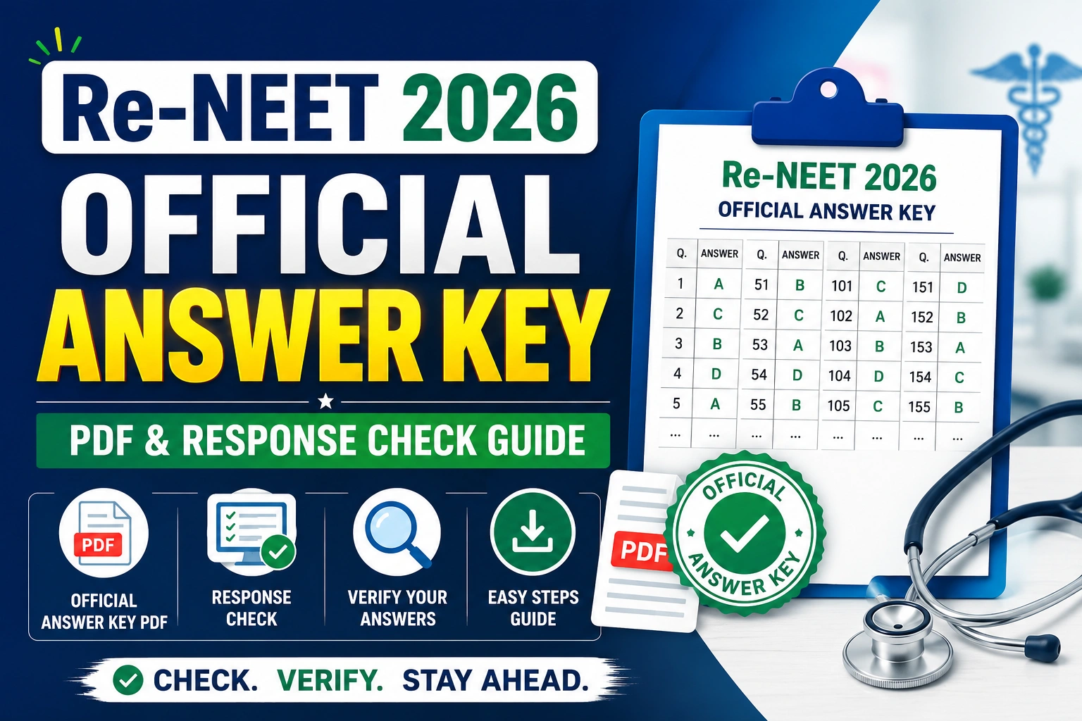 Re-NEET 2026 Official Answer Key: PDF & Response Check Guide